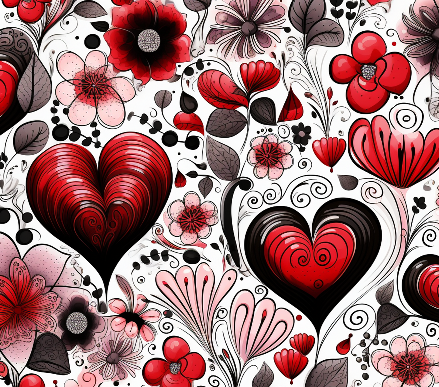 20oz Valentine's Floral Hearts- Red/Blk Tumbler