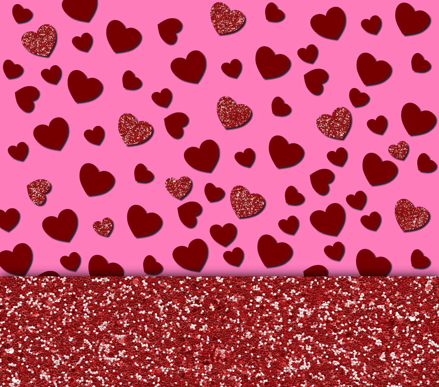 20oz Valentine's Red Glitter Pink Hearts Tumbler