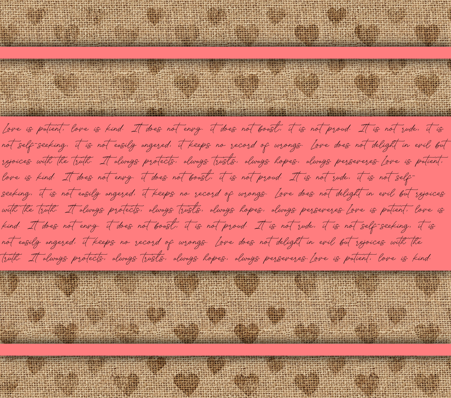 20oz Valentine's Burlap Pink Tumbler