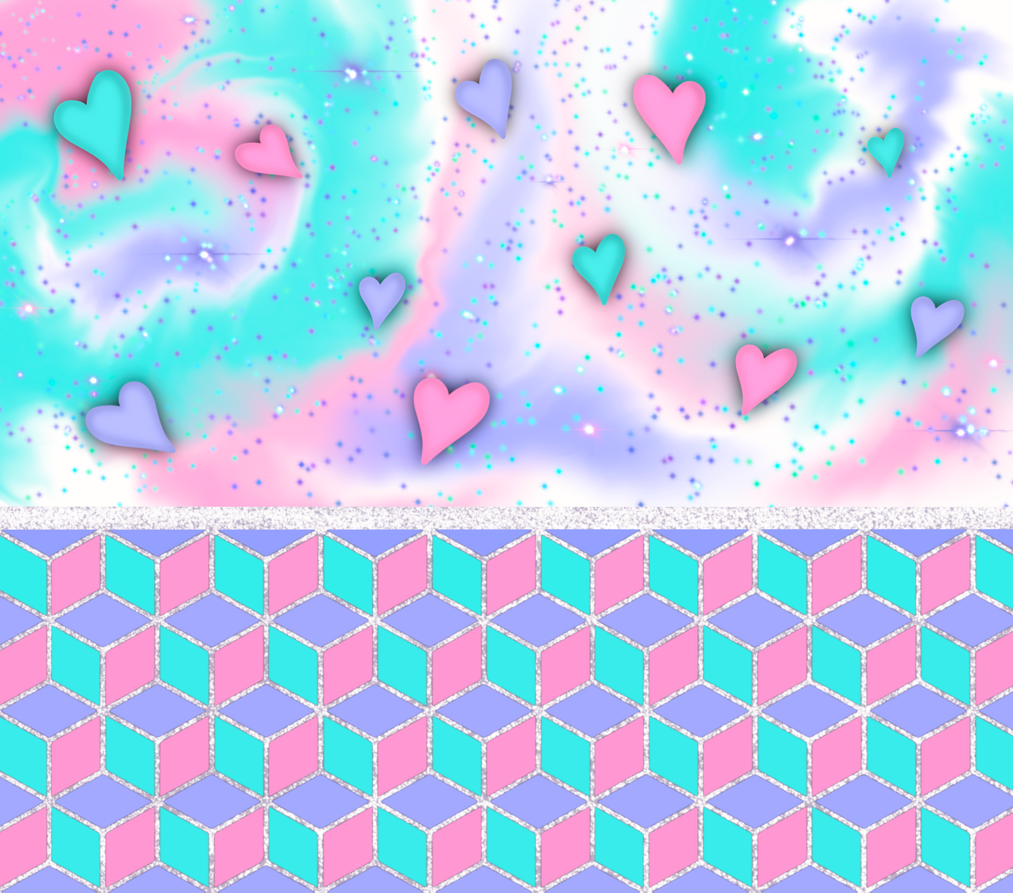 20oz Valentine's Pastel Hearts Geometric Tumbler
