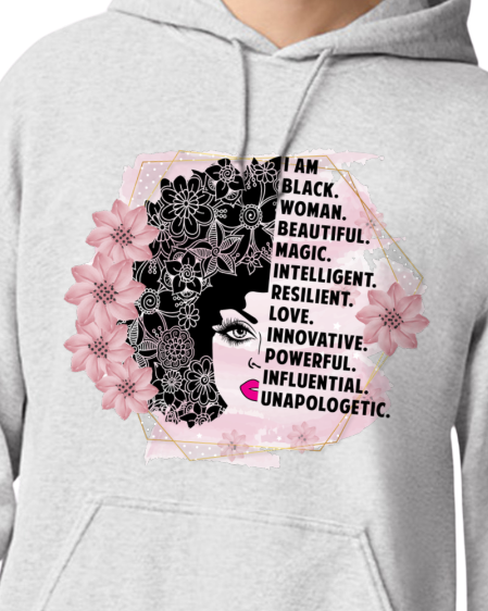 Women's 'Black Woman' Hoodie-Light Grey
