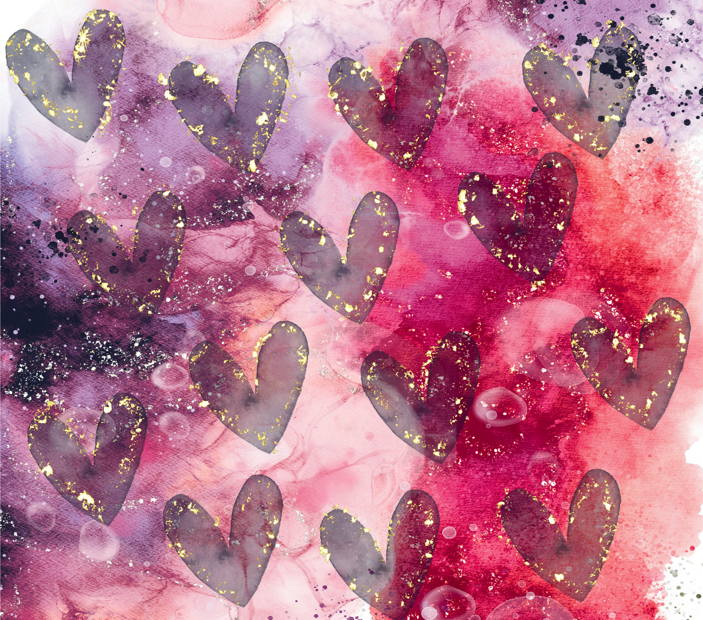 20oz Valentine's Watercolor Hearts Pattern Tumbler