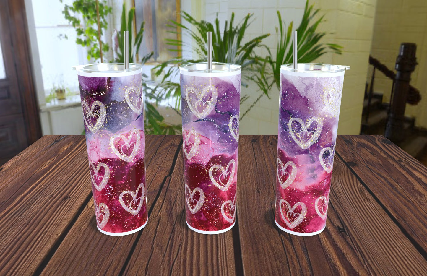 20oz Valentine's Watercolor Hearts 2 Tumbler