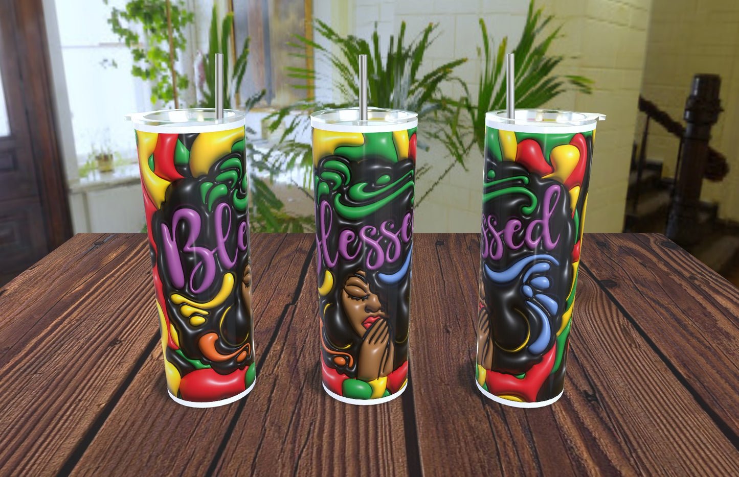 20oz. Black Woman Blessed Inflated Tumbler