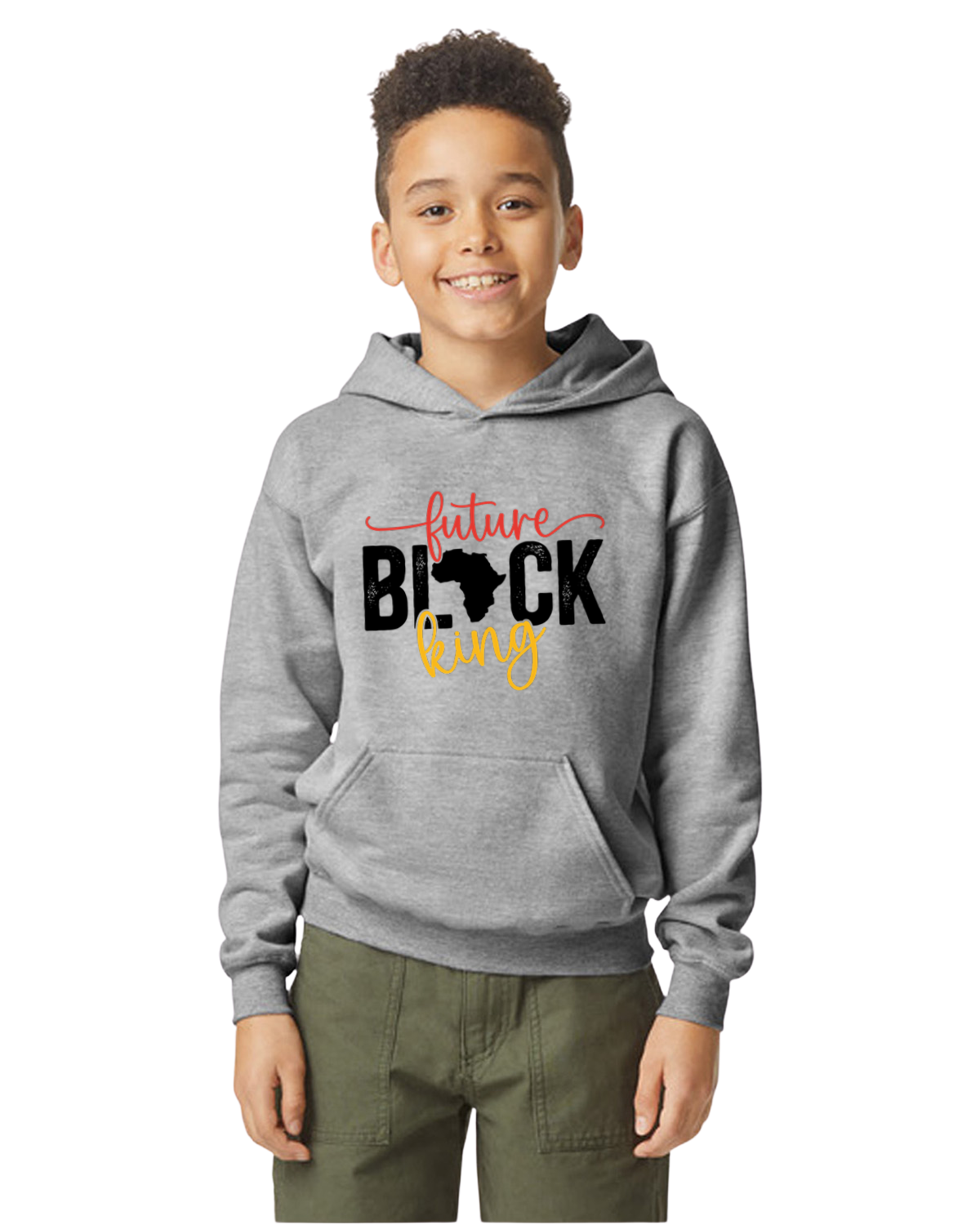 Youth Boys 'Future Black King' Hoodie- Sport Grey