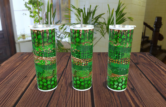 20oz St. Pats Glitter Pattern Tumbler